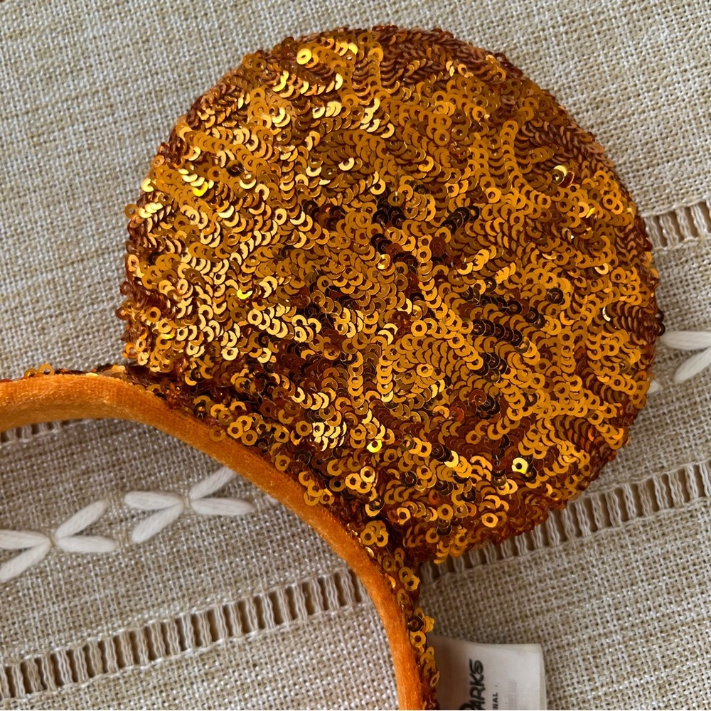 Purple Fabric and  Orange Sequin Mouse Ears Headbands - Picture 7 of 10